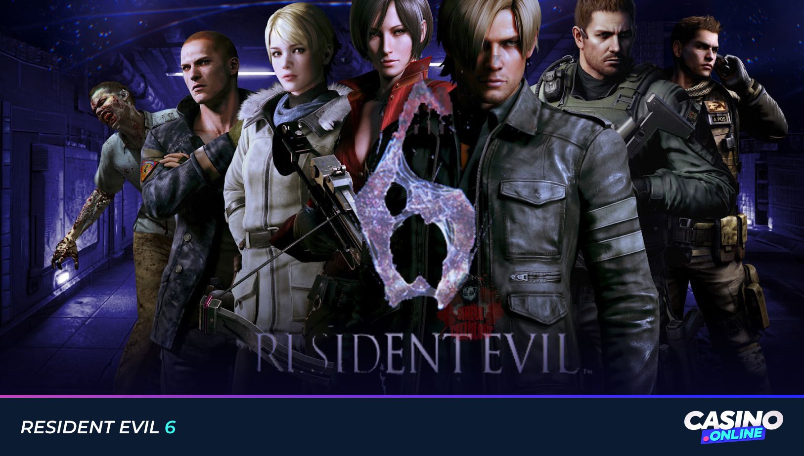 Resident Evil 6 slot with Leon, Chris, Ada, and Jake battling zombies on thrilling video game-themed reels.